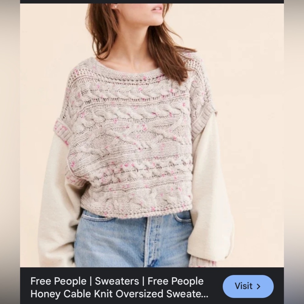 Free People Honey Comb Cable Knit Oversized Sweater